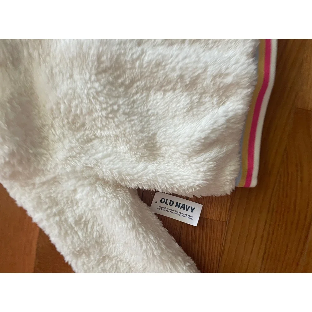 Old Navy Kids White‎ Unicorn Sherpa Fleece Zip Hoodie Jacket Rainbow Hem 2T NEW